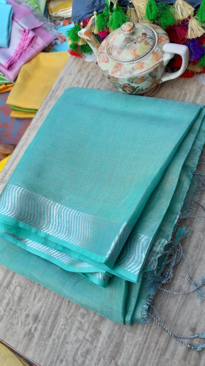 Pure linen plane saree SILK ZONE
