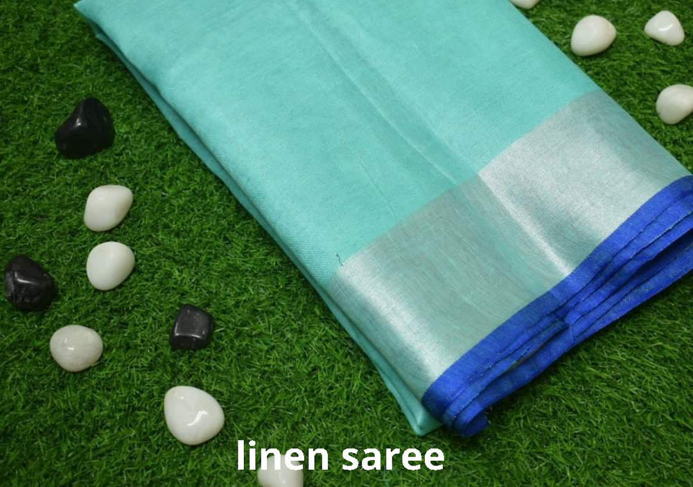 Pure linen plane saree SILK ZONE