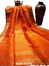 Pure linen checks saree SILK ZONE