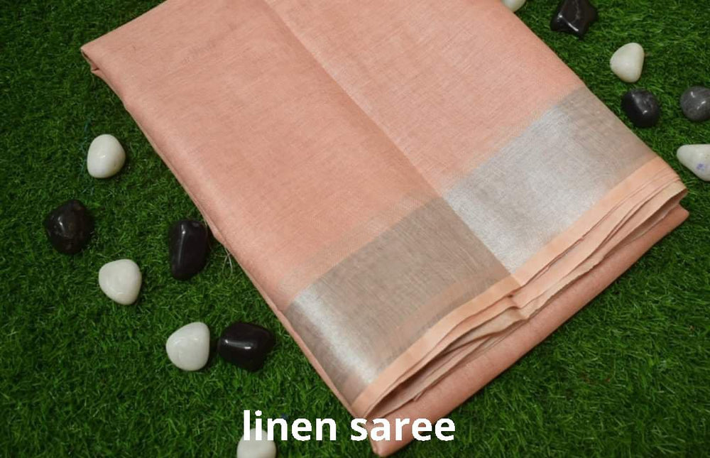 Pure linen plane saree SILK ZONE