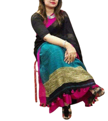 Pure linen plane saree SILK ZONE