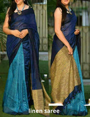 Pure linen plane saree SILK ZONE