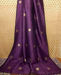 Linen embroidery heart design saree SILK ZONE