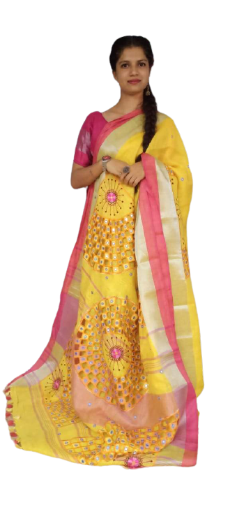 Linen cutwork design saree SILK ZONE