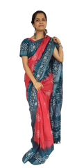 Khadi linen batik printed saree SILK ZONE