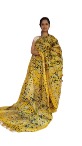 Khadi linen batik printed saree SILK ZONE