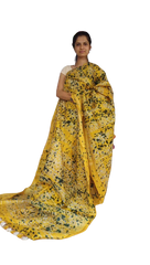 Khadi linen batik printed saree SILK ZONE