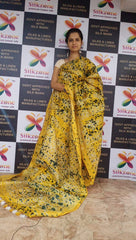 Khadi linen batik printed saree SILK ZONE