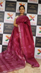Khadi linen batik printed saree SILK ZONE