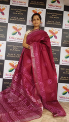 Khadi linen batik printed saree SILK ZONE