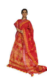 Khadi linen batik printed saree SILK ZONE