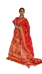Khadi linen batik printed saree SILK ZONE