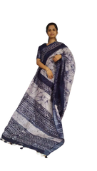Khadi linen Batik printed saree SILK ZONE