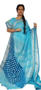 Linen cutwork design saree SILK ZONE