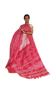 Khadi linen batik printed saree SILK ZONE