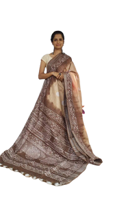 Khadi linen batik printed saree SILK ZONE