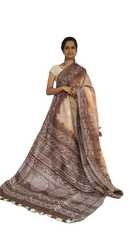 Khadi linen batik printed saree SILK ZONE