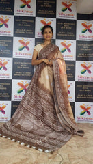 Khadi linen batik printed saree SILK ZONE
