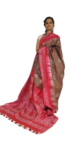 Khadi linen batik printed saree SILK ZONE