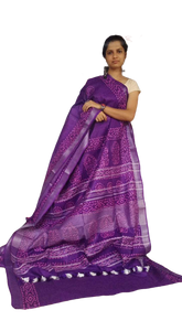 Khadi linen batik printed saree SILK ZONE