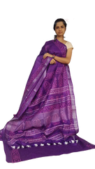 Khadi linen batik printed saree SILK ZONE