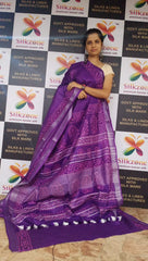 Khadi linen batik printed saree SILK ZONE