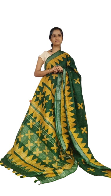 Khadi linen batik printed saree SILK ZONE