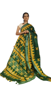 Khadi linen batik printed saree SILK ZONE