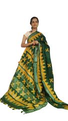 Khadi linen batik printed saree SILK ZONE
