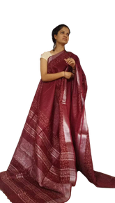 Khadi linen batik printed saree SILK ZONE