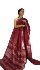 Khadi linen batik printed saree SILK ZONE