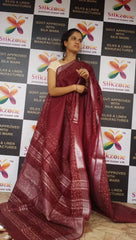 Khadi linen batik printed saree SILK ZONE