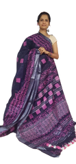 Khadi linen batik printed saree SILK ZONE