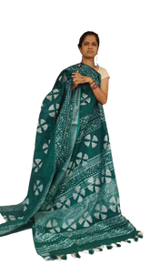Khadi linen batik printed saree SILK ZONE