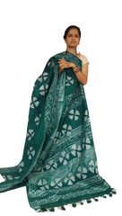 Khadi linen batik printed saree SILK ZONE