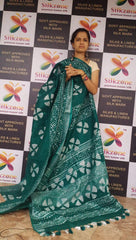 Khadi linen batik printed saree SILK ZONE