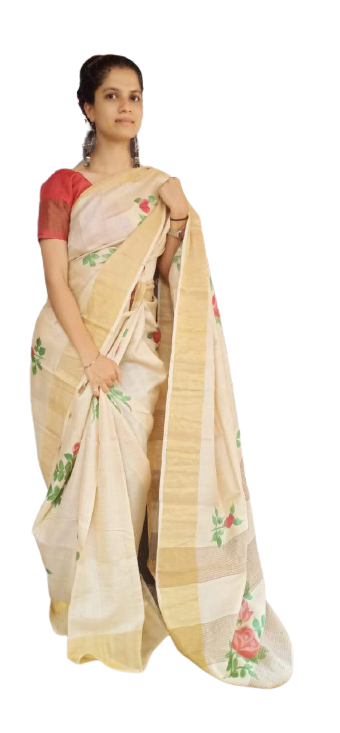 Pure Tussar Silk print saree