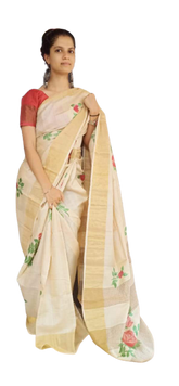 Pure Tussar Silk print saree