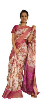 Pure Tussar Silk print saree