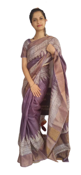 Pure Tussar Silk print saree