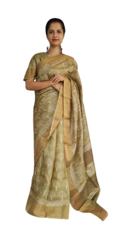 Pure Tussar Silk print saree