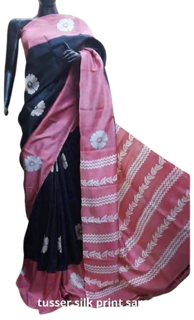 Pure Tussar Silk print saree