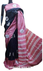 Pure Tussar Silk print saree