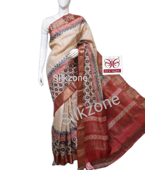 Pure Tussar Silk print saree