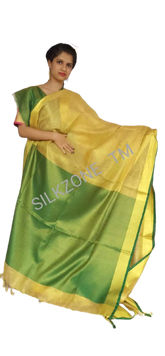 Tissue linen plain saree SILK ZONE