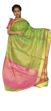 Tissue linen plain saree SILK ZONE