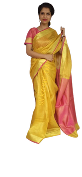 Tishu linen plain saree SILK ZONE