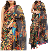 Soft heavy linen whit kalamkari print saree Dipen