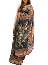 Soft heavy linen whit kalamkari print saree Dipen