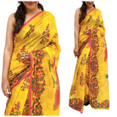 Soft heavy linen whit kalamkari print saree Dipen